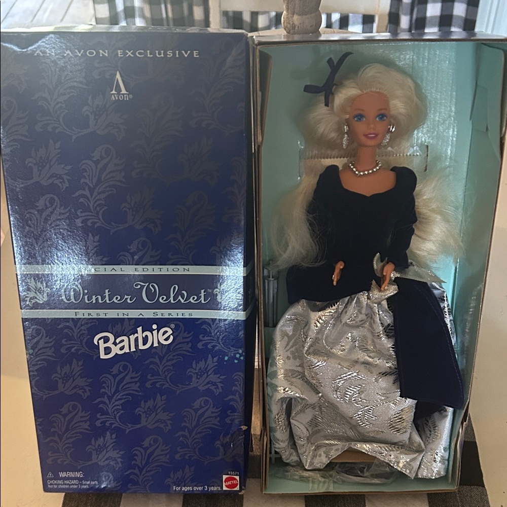 Barbie Winter Velvet Special Edition Doll in Black and Silver Avon first edition
